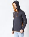 Shop Men's Plain Raw Edge Full Sleeve Hoodie T-shirt (Nimbus Grey-Neon Orange)-Design