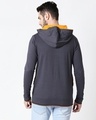 Shop Men's Plain Raw Edge Full Sleeve Hoodie T-shirt (Nimbus Grey-Neon Orange)-Full