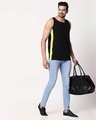 Shop Men's Plain Side Panel Vest(Black-Neon Green)-Full