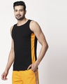 Shop Men's Plain Side Panel Vest(Black-Neon Orange)-Front