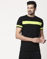 Shop Men's Plain Sport T-Shirt(Black-Neon Green)-Front