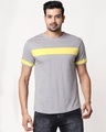 Shop Men's Plain Sport T-Shirt(Meteor Grey-Pineapple Yellow)-Front