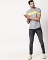 Shop Men's Plain Sport T-Shirt(Meteor Grey-Pineapple Yellow)-Full