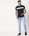 Shop Men's Plain Sport T-Shirt(Navy Blue-White)-Full