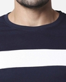 Shop Men's Plain Sport T-Shirt(Navy Blue-White)