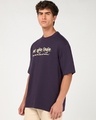 Shop Men's Plum Purple Creation And Existence Graphic Printed Oversized T-shirt-Full
