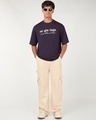 Shop Men's Plum Purple Creation And Existence Graphic Printed Oversized T-shirt