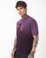 Shop Men's Plum Purple Freedom Sounds Graphic Printed Oversized Ombre Acid Wash T-shirt-Full