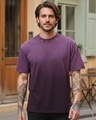 Shop Men's Plum Purple Oversized Ombre Acid Wash T-shirt-Front