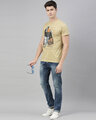 Shop Men's Plus Size Beige Organic Cotton Half Sleeves T-Shirt-Full