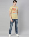 Shop Men's Plus Size Beige Organic Cotton Half Sleeves T-Shirt-Full