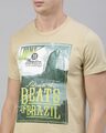 Shop Men's Plus Size Beige Organic Cotton Half Sleeves T-Shirt