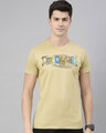 Shop Men's Plus Size Beige Organic Cotton Half Sleeves T-Shirt-Front