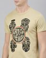 Shop Men's Plus Size Beige Organic Cotton Half Sleeves T-Shirt