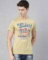 Shop Men's Plus Size Beige Organic Cotton Half Sleeves T-Shirt-Front