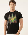 Shop Men's Plus Size Black Organic Cotton Half Sleeves T-Shirt-Front