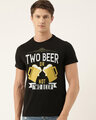 Shop Men's Plus Size Black Organic Cotton Half Sleeves T-Shirt-Front