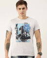 Shop Men's Plus Size Grey Melange Organic Cotton Half Sleeves T-Shirt-Front