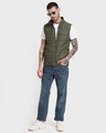 Shop Men's Olive Plus Size Sleeveless Puffer Jacket-Full