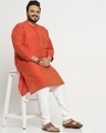 Shop Men's Orange Relaxed Fit Plus Size Kurta-Front