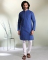 Shop Men's Printed Blue Relaxed Fit Long Kurta-Front