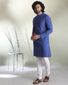 Shop Men's Printed Blue Relaxed Fit Long Kurta-Design