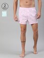 Shop Pack of 2 Men's Green & Pink All Over Printed Woven Boxers-Front