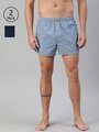 Shop Pack of 2 Men's Blue & Black All Over Printed Woven Boxers-Front