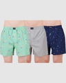 Shop Pack of 3 Men's Multicolor Printed Cotton Boxers-Front