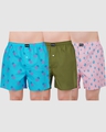 Shop Pack of 3 Men's Multicolor Printed Cotton Boxers-Front