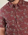 Shop Men's Printed Ethnic Half Sleeves Maroon Shirt