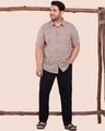 Shop Men's Grey All Over Floral Printed Plus Size Shirt-Front