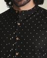 Shop Men's Printed Manadarin Collar Black Shirt-Full