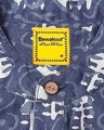 Shop Men's Printed Mandarin Collar Indigo Short Kurta