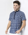 Shop Men's Printed Mandarin Collar Shirt-Front