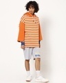 Shop Men's Orange Striped Oversized Hoodie-Full