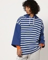 Shop Men's Blue Striped Oversized Hoodie-Front