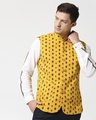 Shop Men's Yellow All Over Printed Waistcoat-Front