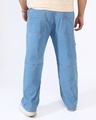 Shop Men's Prussian Blue Oversized Plus Size Cargo Jeans-Full