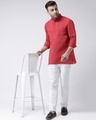 Shop Men's Pure Cotton Solid Short Kurta In Full Sleeve-Front