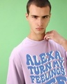 Shop Men's Purple Alexa Typography Oversized T-shirt