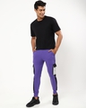 Shop Men's Purple & Black Color Block Joggers-Full