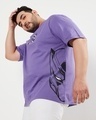Shop Men's Purple Black Panther Graphic Printed Plus Size Oversized T-shirt-Front