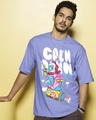 Shop Men's Baby Lavender Calm Down Graphic Printed Oversized T-shirt-Front