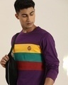 Shop Men's Purple Colourblocked T-shirt