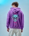 Shop Men's Purple Cyber Punk Graphic Printed Oversized Hoodies-Front