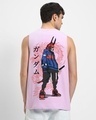 Shop Men's Purple Cyber Samurai Graphic Printed Oversized Vest-Front