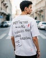 Shop Men's Lavender Defy The Odds Typography Oversized T-shirt-Front