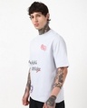 Shop Men's Lavender Defy The Odds Typography Oversized T-shirt-Full