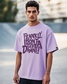 Shop Men's Purple Don't Give Damn Typography Oversized T-shirt-Front